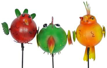 3er Set Bunte Gartenstecker fliegende Tiere hell ca. 80 cm - Gartendekoration